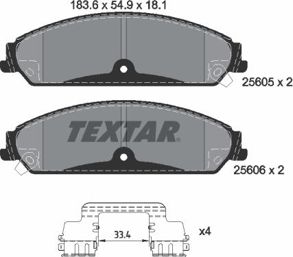 Textar 2560501 - Brake Pad Set, disc brake www.parts5.com