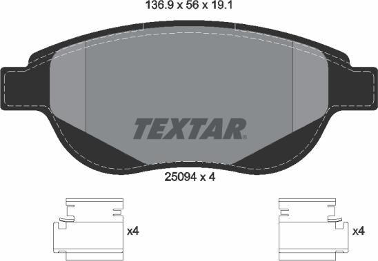 Textar 2509401 - Brake Pad Set, disc brake parts5.com