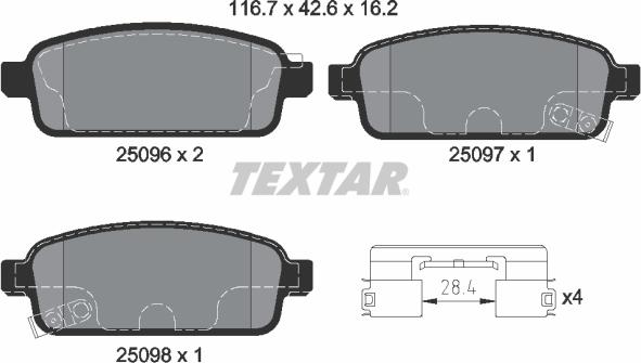 Textar 2509606 - Fren balata seti, diskli fren www.parts5.com