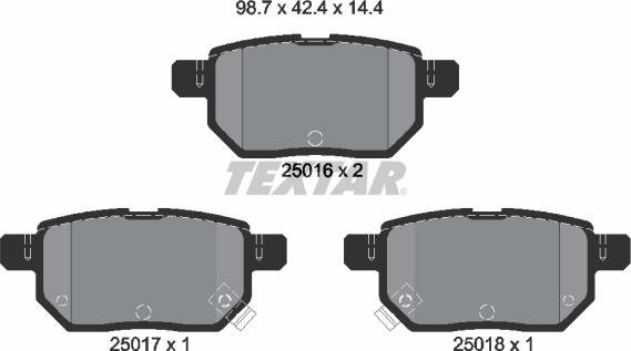 Textar 2501601 - Тормозные колодки, дисковые, комплект www.parts5.com