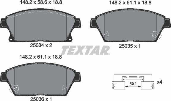 Textar 2503401 - Set placute frana,frana disc www.parts5.com