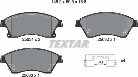 Textar 2503181 - Fékbetétkészlet, tárcsafék www.parts5.com