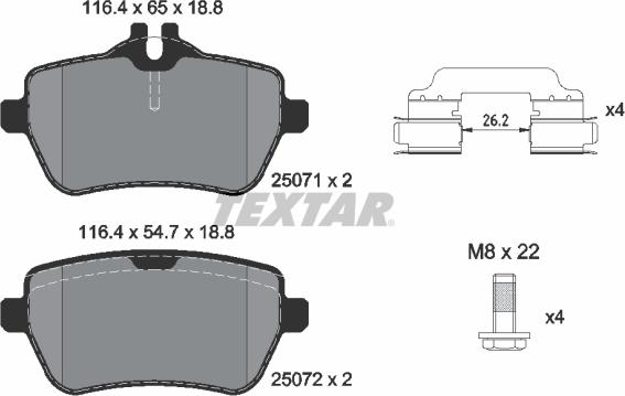 Textar 2507101 - Komplet kočnih obloga, disk kočnica www.parts5.com