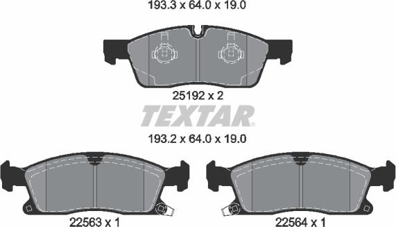 Textar 2519209 - Brake Pad Set, disc brake www.parts5.com