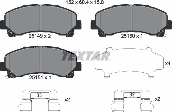 Textar 2514901 - Kit de plaquettes de frein, frein à disque www.parts5.com