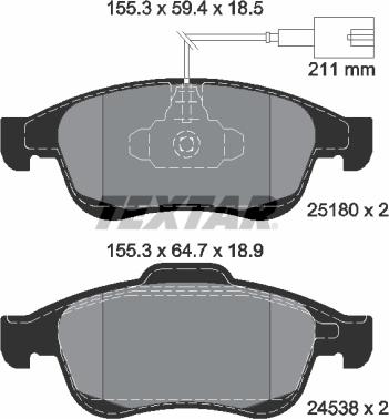 Textar 2518001 - Set placute frana,frana disc www.parts5.com