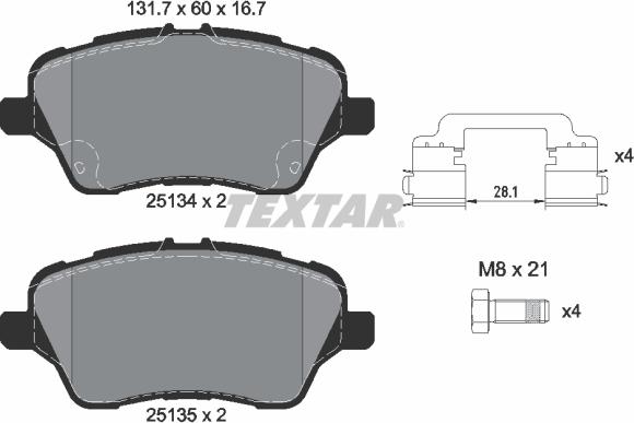 Textar 2513402 - Brake Pad Set, disc brake www.parts5.com