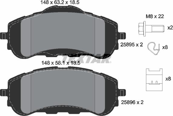 Textar 2589501 - Brake Pad Set, disc brake www.parts5.com