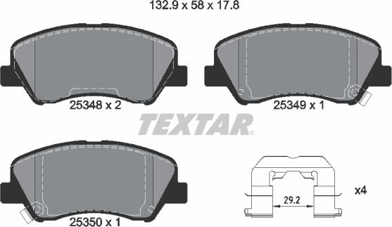 Textar 2534801 - Sada brzdových platničiek kotúčovej brzdy www.parts5.com