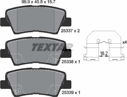 Textar 2533701 - Komplet zavornih oblog, ploscne (kolutne) zavore www.parts5.com