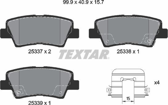 Textar 2533707 - Brake Pad Set, disc brake parts5.com