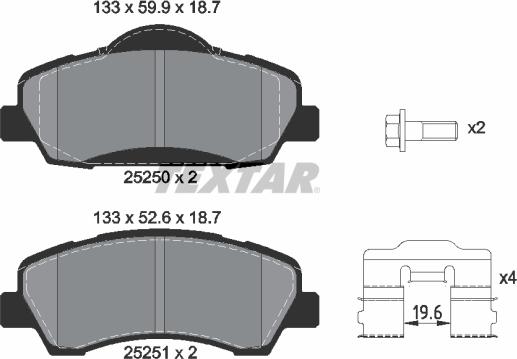 Textar 2525001 - Brake Pad Set, disc brake www.parts5.com