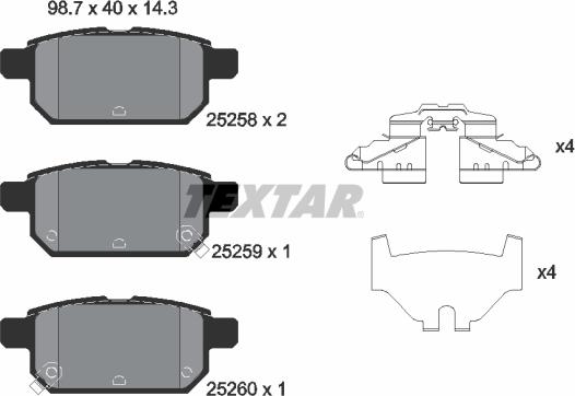 Textar 2525801 - Brake Pad Set, disc brake www.parts5.com