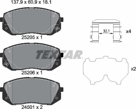 Textar 2520504 - Set placute frana,frana disc www.parts5.com