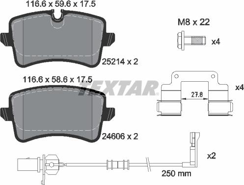 Textar 2521405 - Piduriklotsi komplekt,ketaspidur www.parts5.com