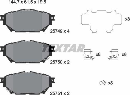 Textar 2574901 - Brake Pad Set, disc brake www.parts5.com