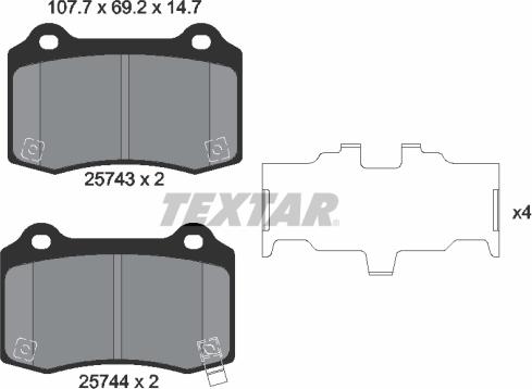 Textar 2574301 - Set placute frana,frana disc parts5.com