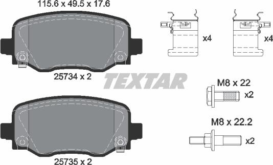 Textar 2573401 - Brake Pad Set, disc brake parts5.com