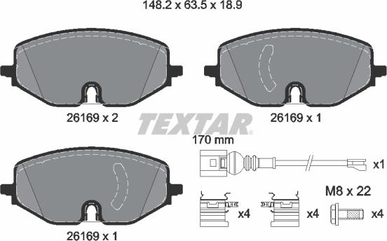 Textar 2616901 - Brake Pad Set, disc brake www.parts5.com