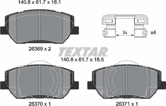 Textar 2636901 - Brake Pad Set, disc brake www.parts5.com