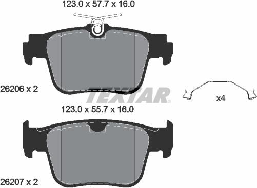 Textar 2620601 - Комплект спирачно феродо, дискови спирачки www.parts5.com