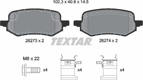 Textar 2627301 - Brake Pad Set, disc brake www.parts5.com