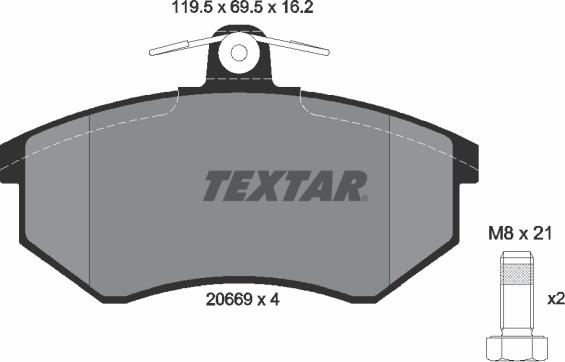 Textar 2066904 - Комплект спирачно феродо, дискови спирачки www.parts5.com