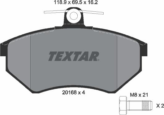 Textar 2016801 - Bremsbelagsatz, Scheibenbremse www.parts5.com