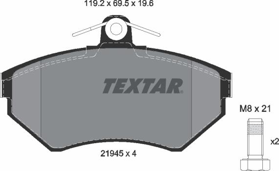 Textar 2194503 - Sada brzdových platničiek kotúčovej brzdy www.parts5.com