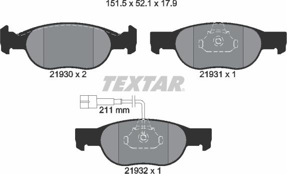 Textar 2193002 - Sada brzdových destiček, kotoučová brzda www.parts5.com