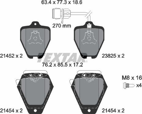 Textar 2145201 - Sada brzdových platničiek kotúčovej brzdy www.parts5.com