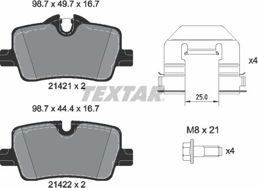 Textar 2142101 - Brake Pad Set, disc brake www.parts5.com