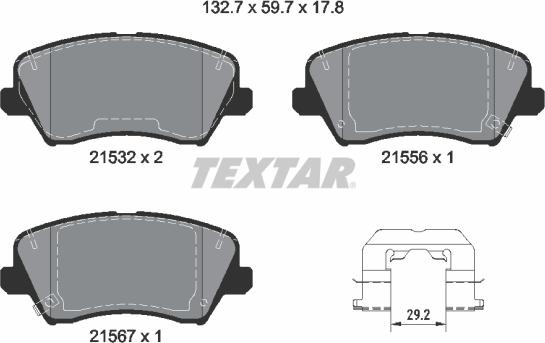 Textar 2153201 - Brake Pad Set, disc brake www.parts5.com