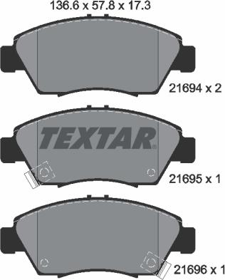 Textar 2169401 - Brake Pad Set, disc brake parts5.com