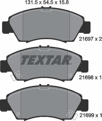 Textar 2169701 - Тормозные колодки, дисковые, комплект www.parts5.com