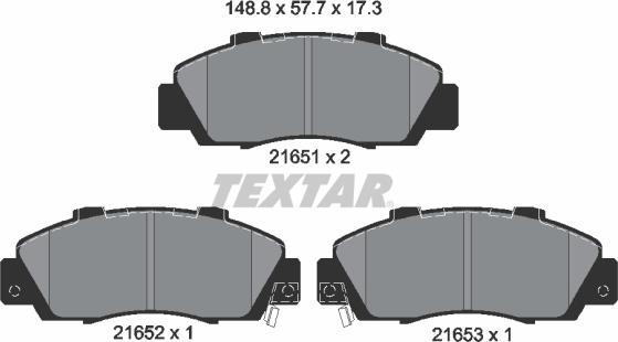 Textar 2165101 - Комплект спирачно феродо, дискови спирачки www.parts5.com