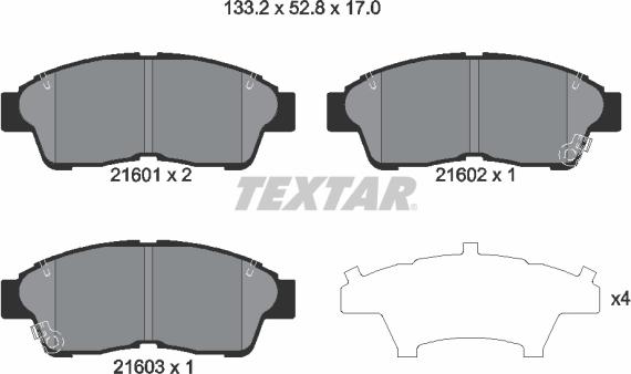 Textar 2160101 - Bremsbelagsatz, Scheibenbremse www.parts5.com