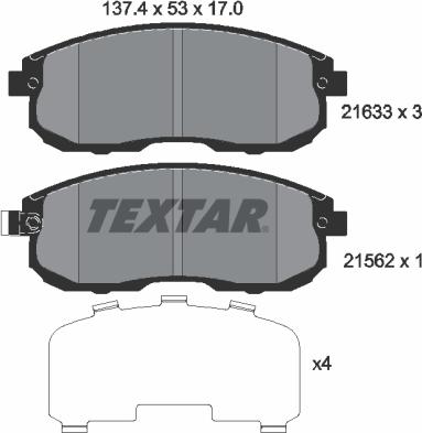 Textar 2163301 - Тормозные колодки, дисковые, комплект www.parts5.com