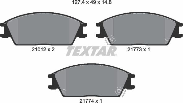 Textar 2101202 - Bremsbelagsatz, Scheibenbremse www.parts5.com