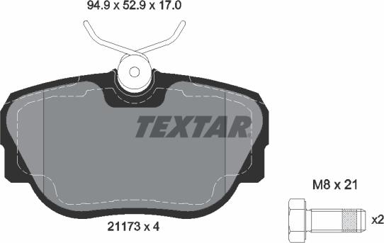 Textar 2117302 - Тормозные колодки, дисковые, комплект www.parts5.com