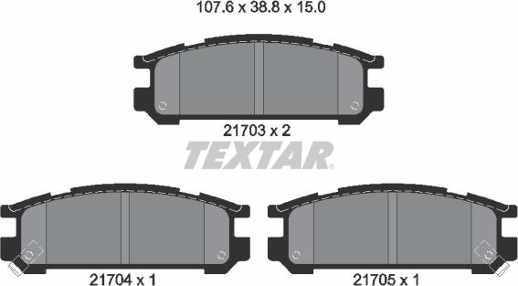 Textar 2170301 - Σετ τακάκια, δισκόφρενα www.parts5.com