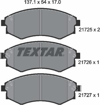 Textar 2172501 - Bremsbelagsatz, Scheibenbremse www.parts5.com