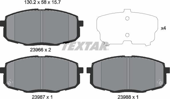 Textar 2396601 - Komplet zavornih oblog, ploscne (kolutne) zavore www.parts5.com