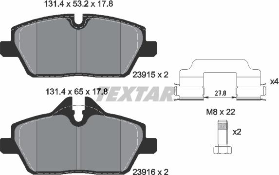 Textar 2391503 - Komplet zavornih oblog, ploscne (kolutne) zavore parts5.com