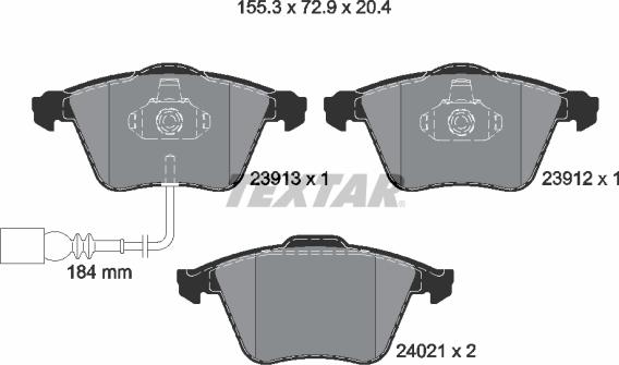 Textar 2391301 - Brake Pad Set, disc brake parts5.com