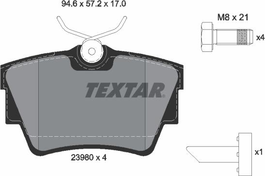 Textar 2398001 - Bremsbelagsatz, Scheibenbremse www.parts5.com