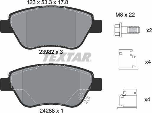 Textar 2398202 - Σετ τακάκια, δισκόφρενα www.parts5.com