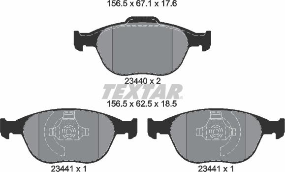 Textar 2344004 - Bremsbelagsatz, Scheibenbremse www.parts5.com