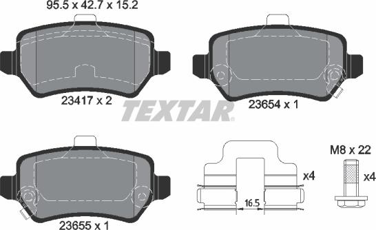 Textar 2341703 - Тормозные колодки, дисковые, комплект www.parts5.com