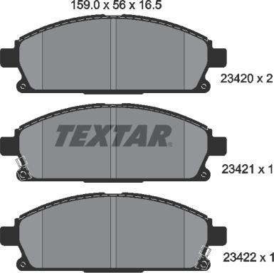 Textar 2342001 - Sada brzdových destiček, kotoučová brzda www.parts5.com